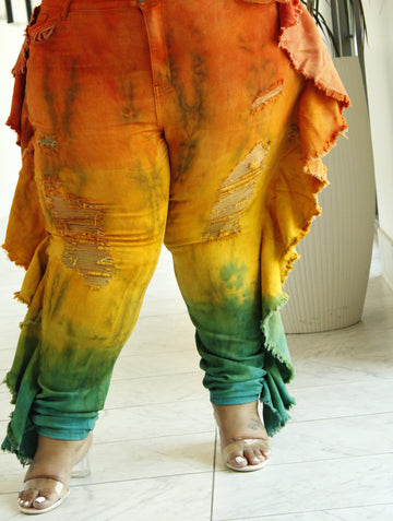 The Ruffle Wave Tye Dye Jean