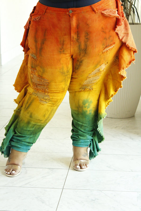 The Ruffle Wave Tye Dye Jean