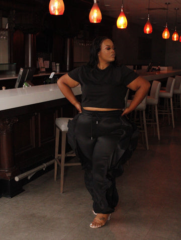 Black Onyx Ruffle Pant
